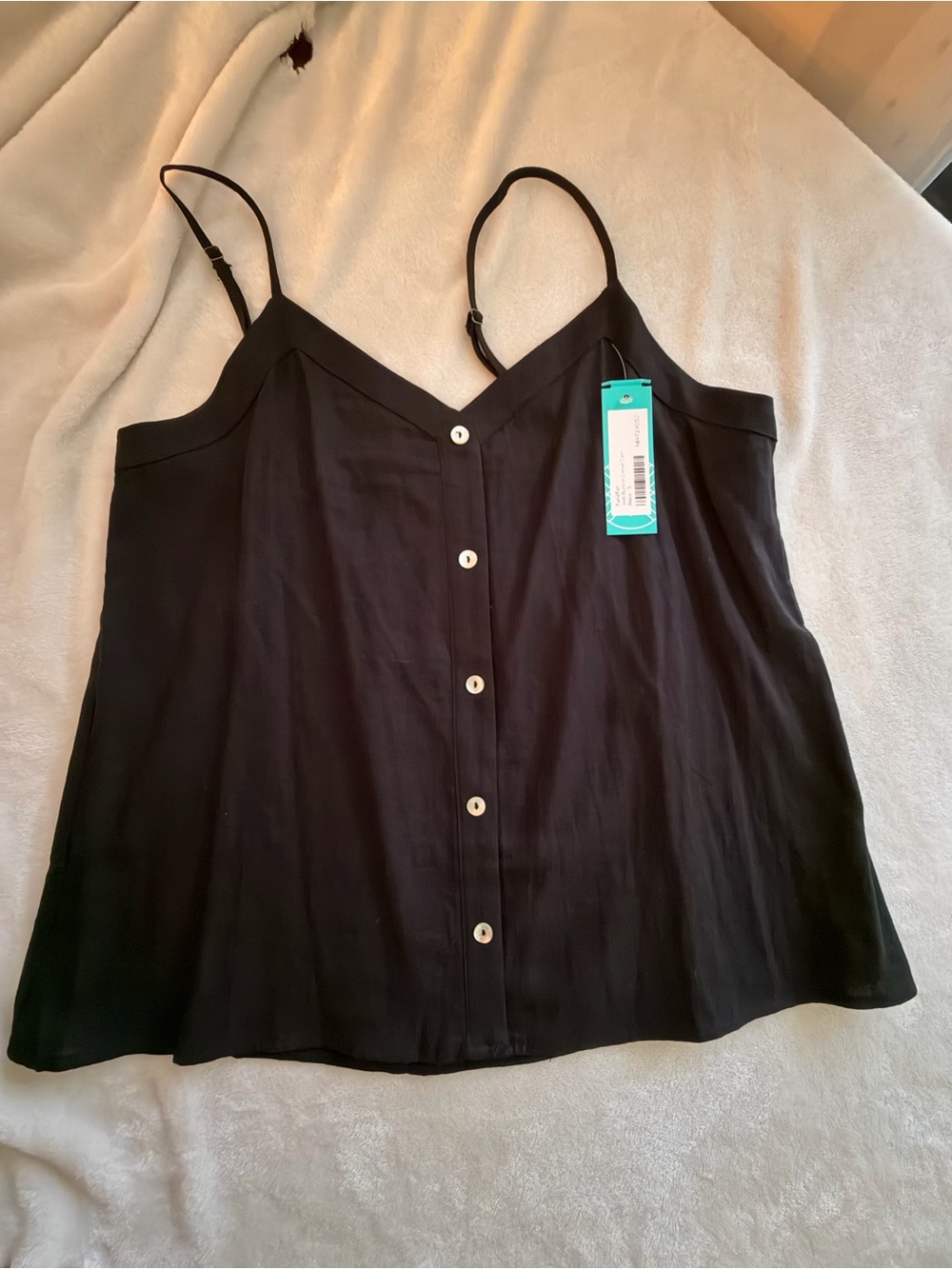 fun 2 fun Black Button-Front Cami Top